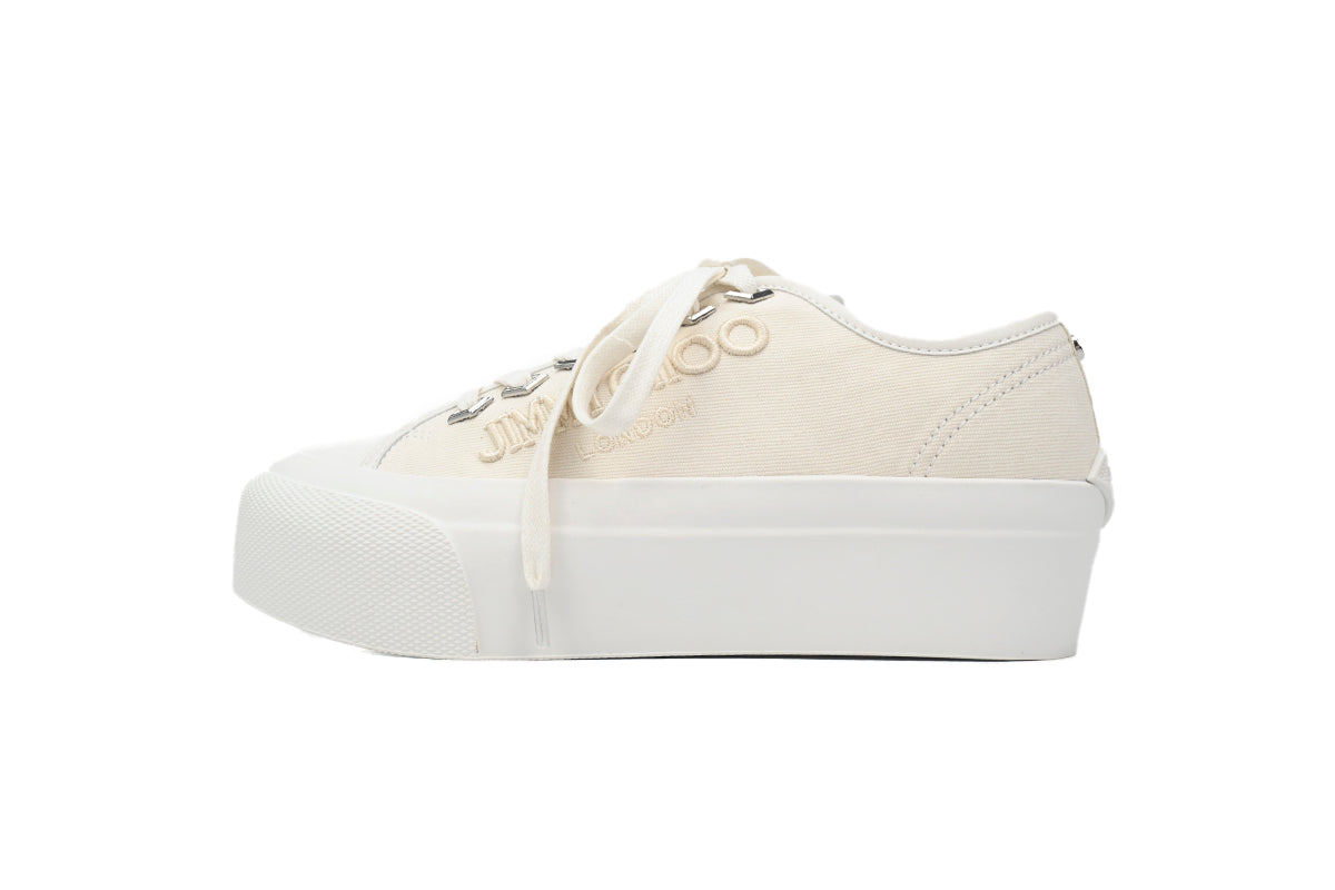Jimmy Choo Palma Maxi White Canvas Platform Trainers Womens RSNOW