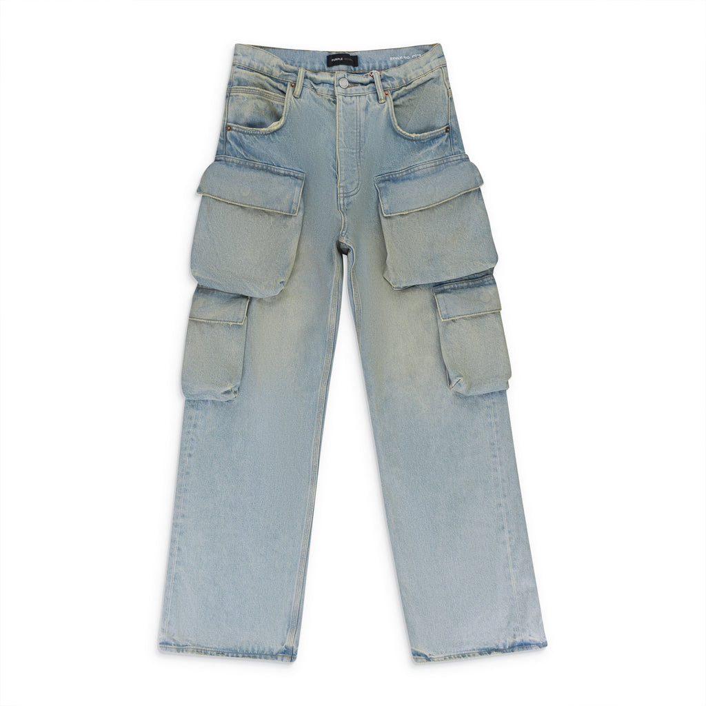 Light Indigo P018 Relaxed Double Cargo Jeans