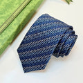 Gucci Style Men's Chain Stripe Jacquard Silk Tie