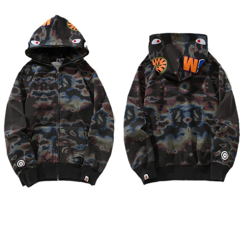 BAPE Color Camo Shark Zip Hoodie - Black & Yellow