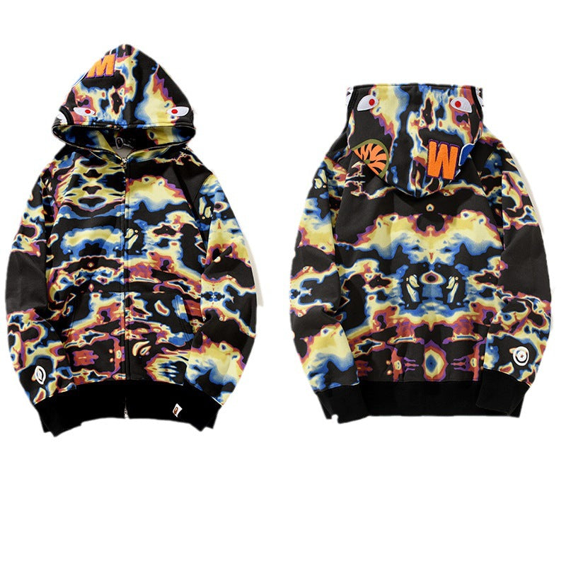 BAPE Color Camo Shark Zip Hoodie - Black & Yellow