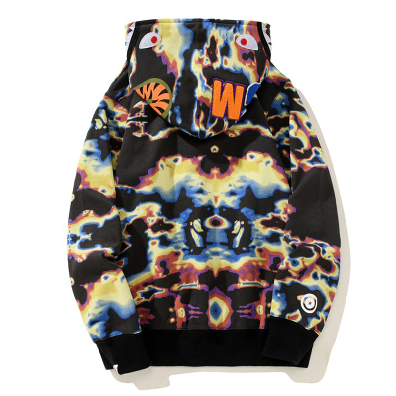 BAPE Color Camo Shark Zip Hoodie - Black & Yellow