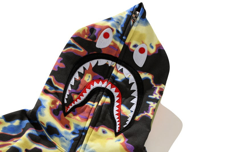 BAPE Color Camo Shark Zip Hoodie - Black & Yellow
