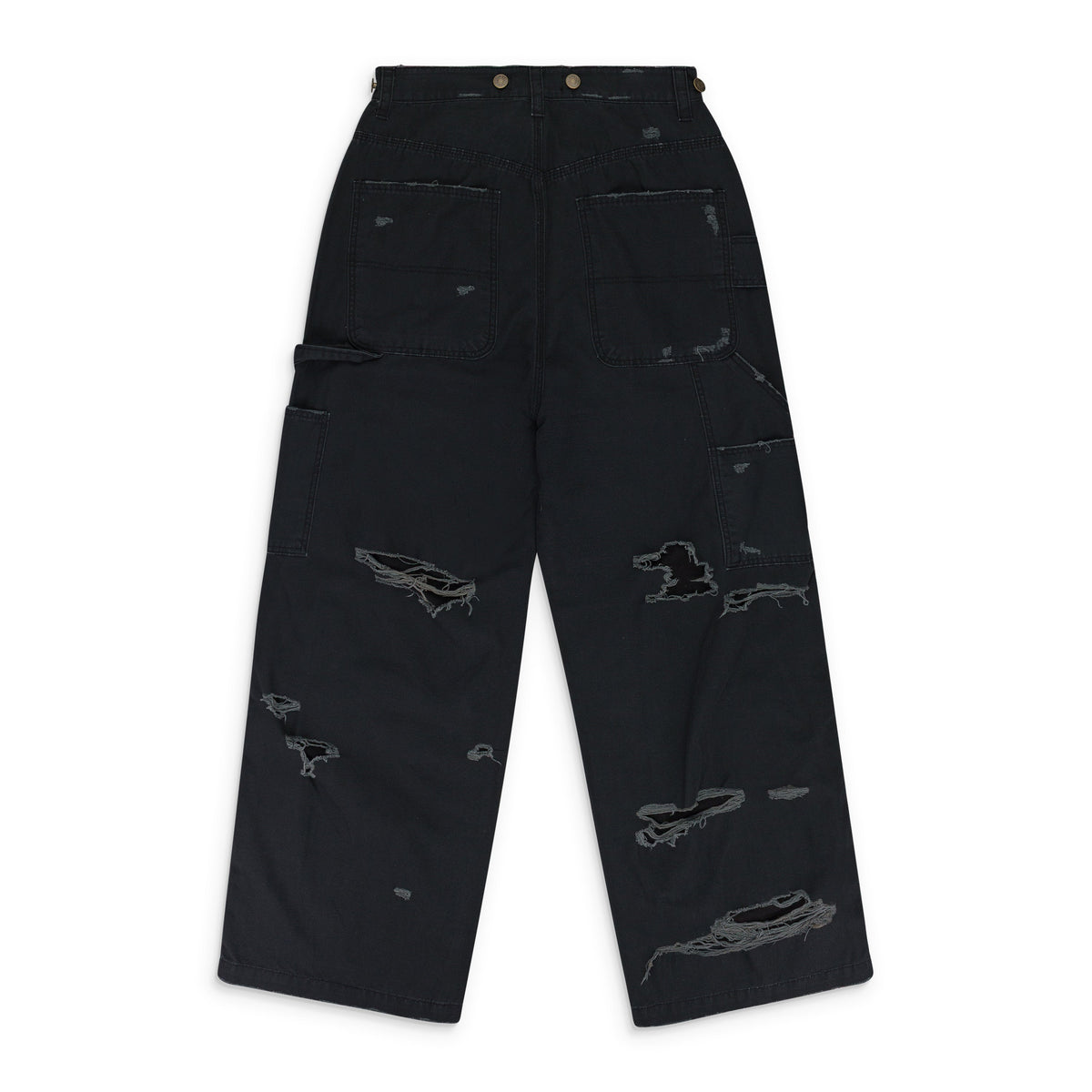 BLACK DISTRESSED PATCH WORK SWEATPANTS