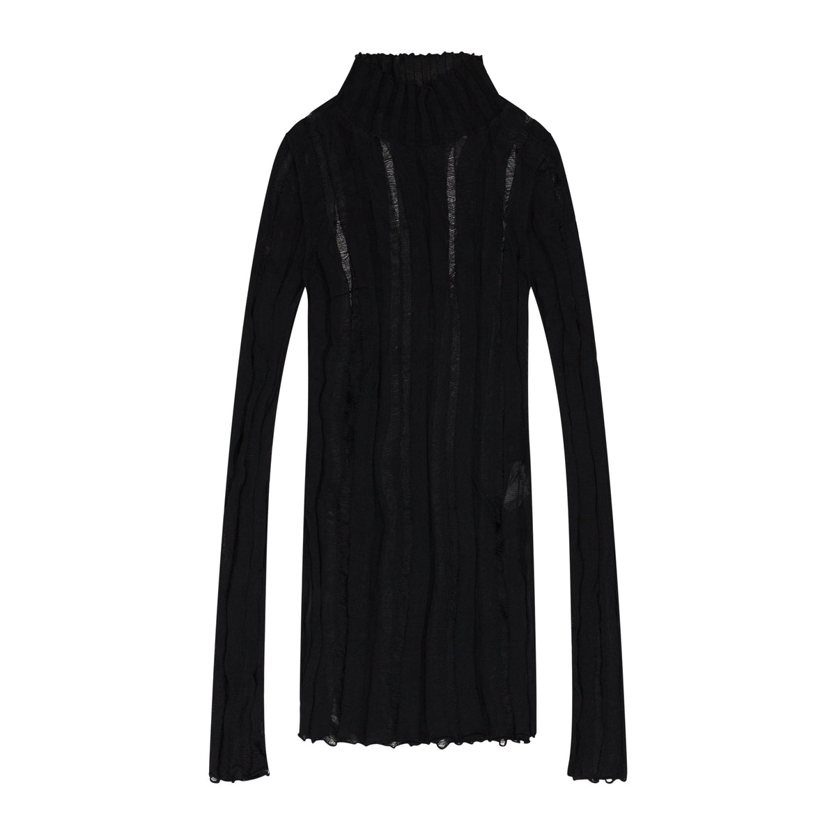 BLACK GRUNGE HIGH NECK TURTLENECK SWEATER