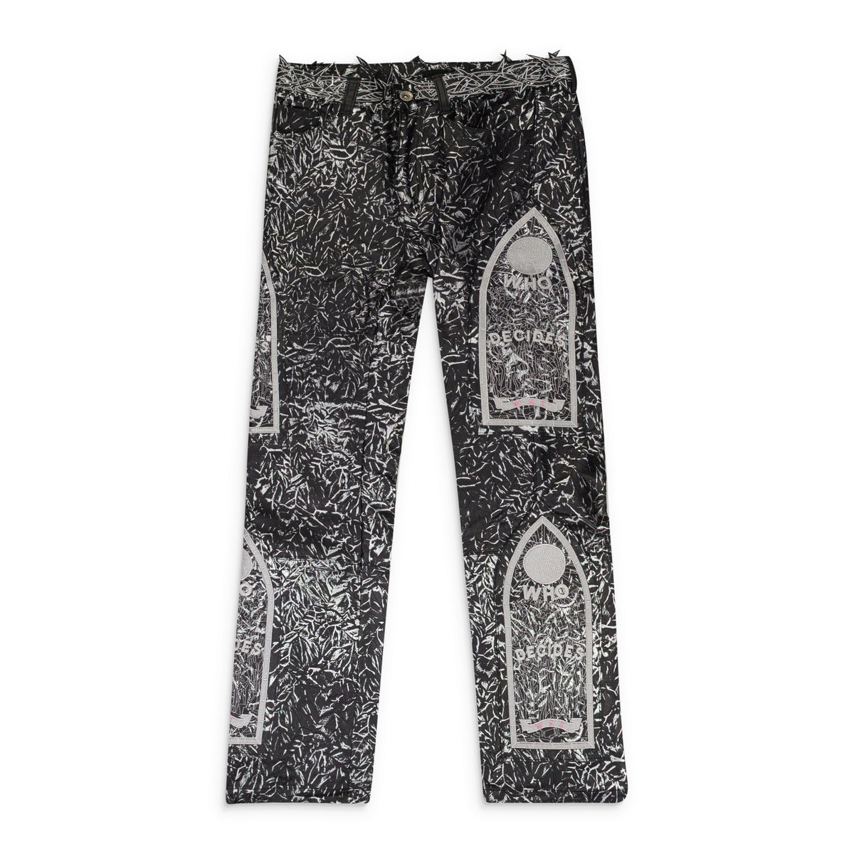 BLACK FOIL LEATHER PANTS
