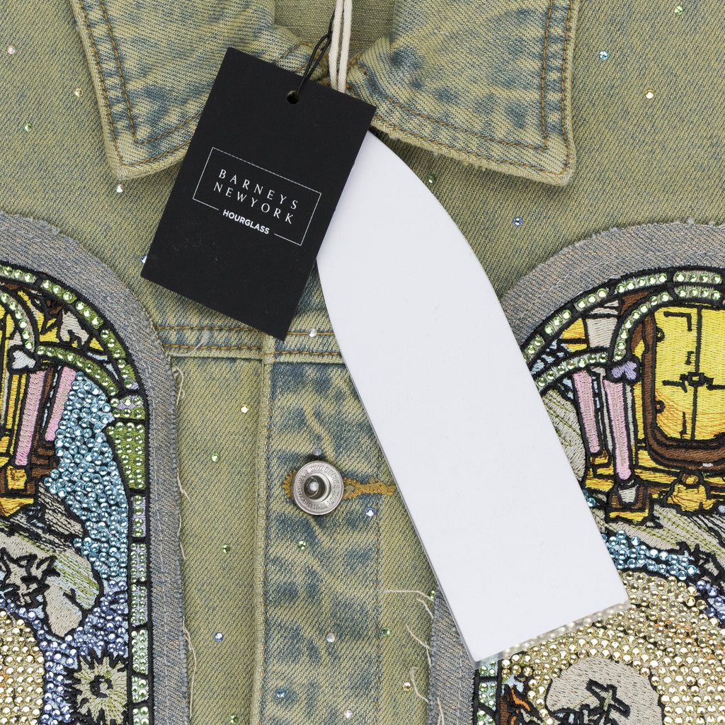 BLUE UNFURLED CROPPED DENIM JACKET