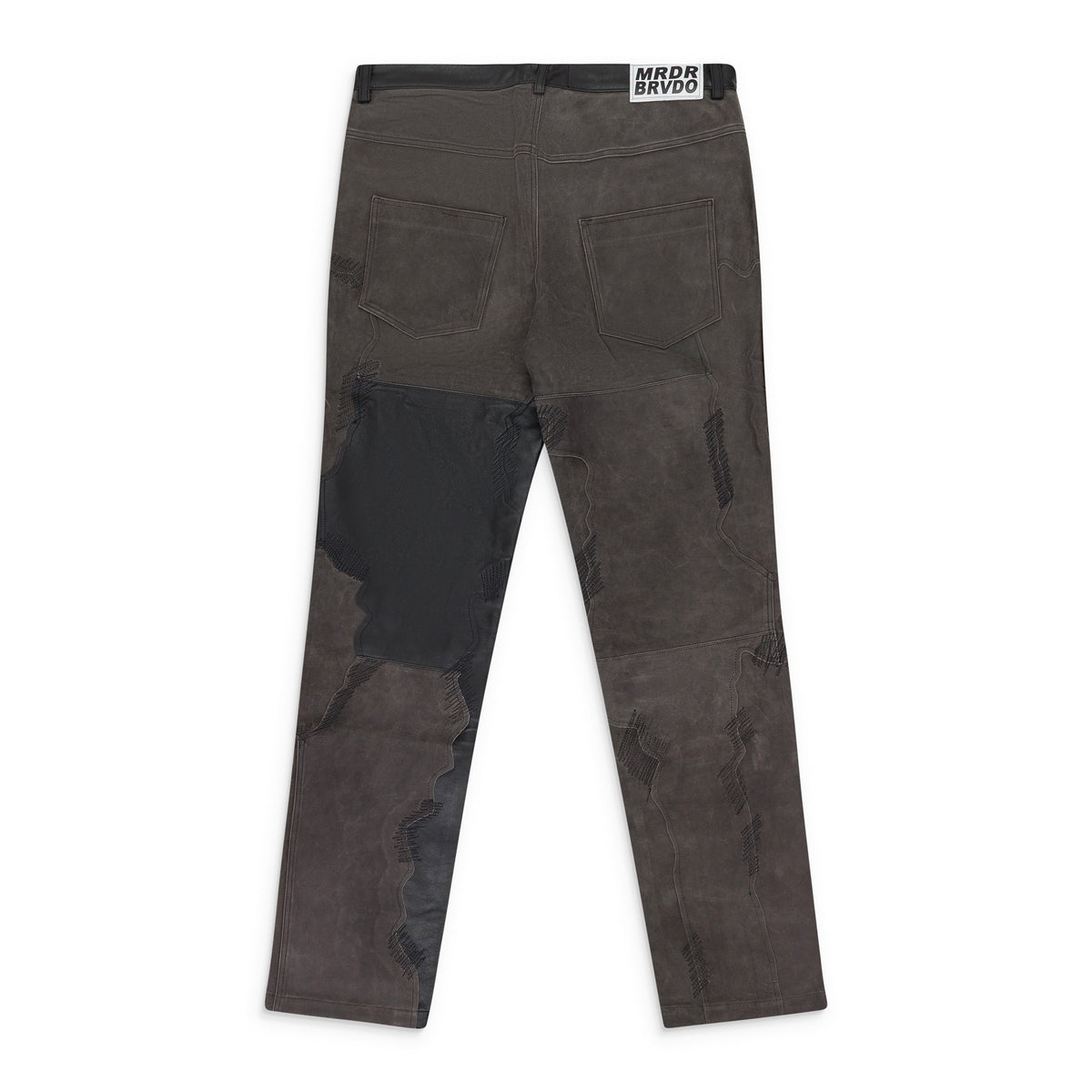 BLACK/BROWN BARK LEATHER PANTS