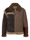 Moschino shearling-trimmed leather jacket