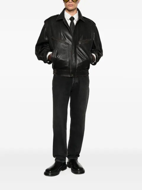 Saint Laurent leather zip-fastening jacket