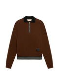Marni brown cashmere polo jumper with layered effect