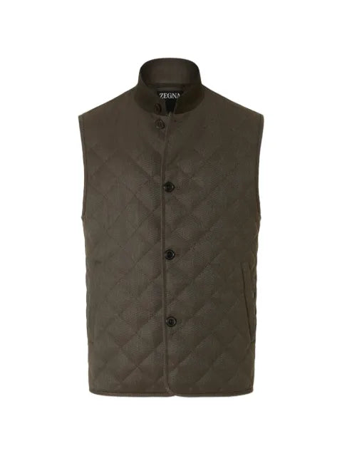 Zegna dark olive green Trofeo 15milmil15 wool vest