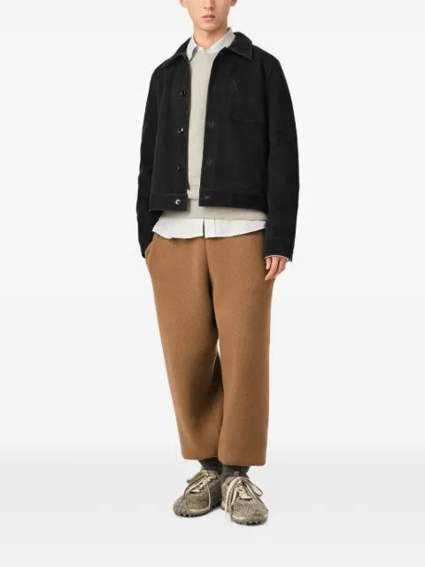 AMI Paris Suede leather jacket with embossed Ami de Coeur