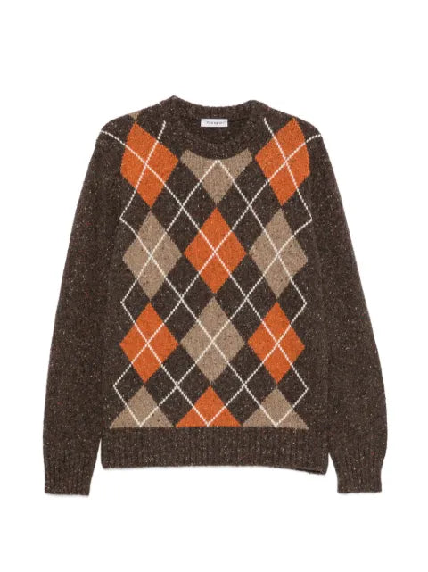 Kangra argyle-pattern flecked-knit sweater