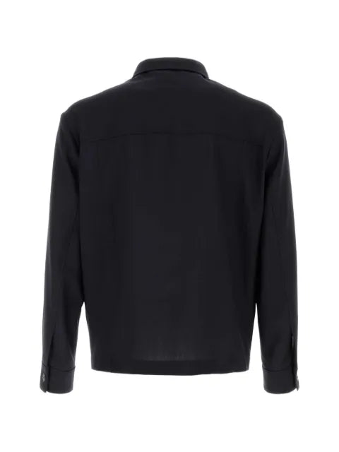 BOSS relaxed-fit zip-up jacket in patterned virgin wool