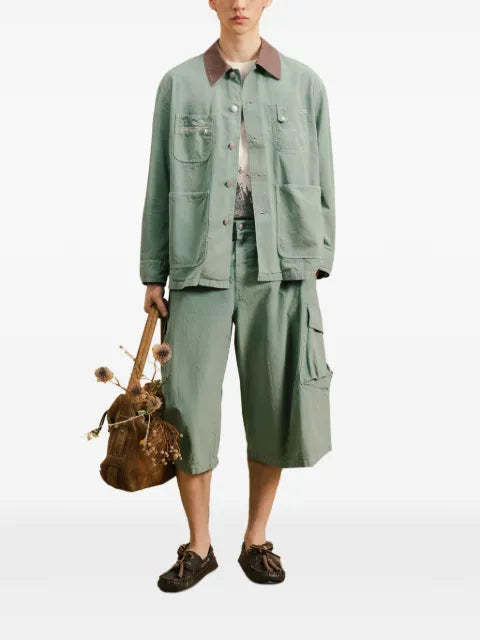 CROQUIS multi-pocket contrast-collar jacket