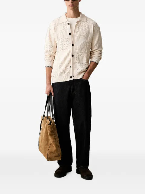 Scotch & Soda Multi-Stitch patchwork cable-knit cardigan