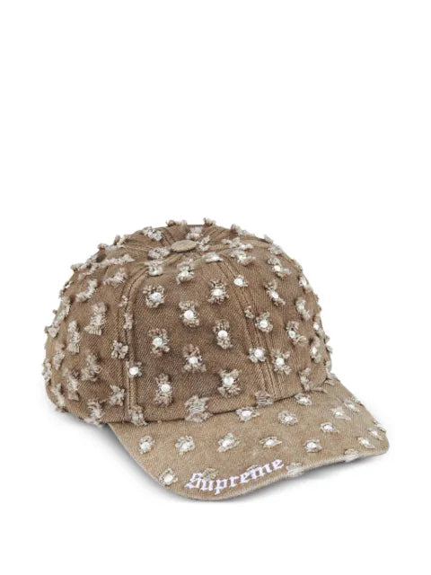 Supreme perforated baseball cap and rhinestones