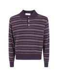 DUNST striped polo-collar sweater