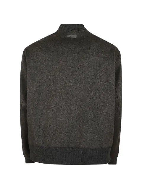 Lardini ribbed-trim zip-up bomber jacket