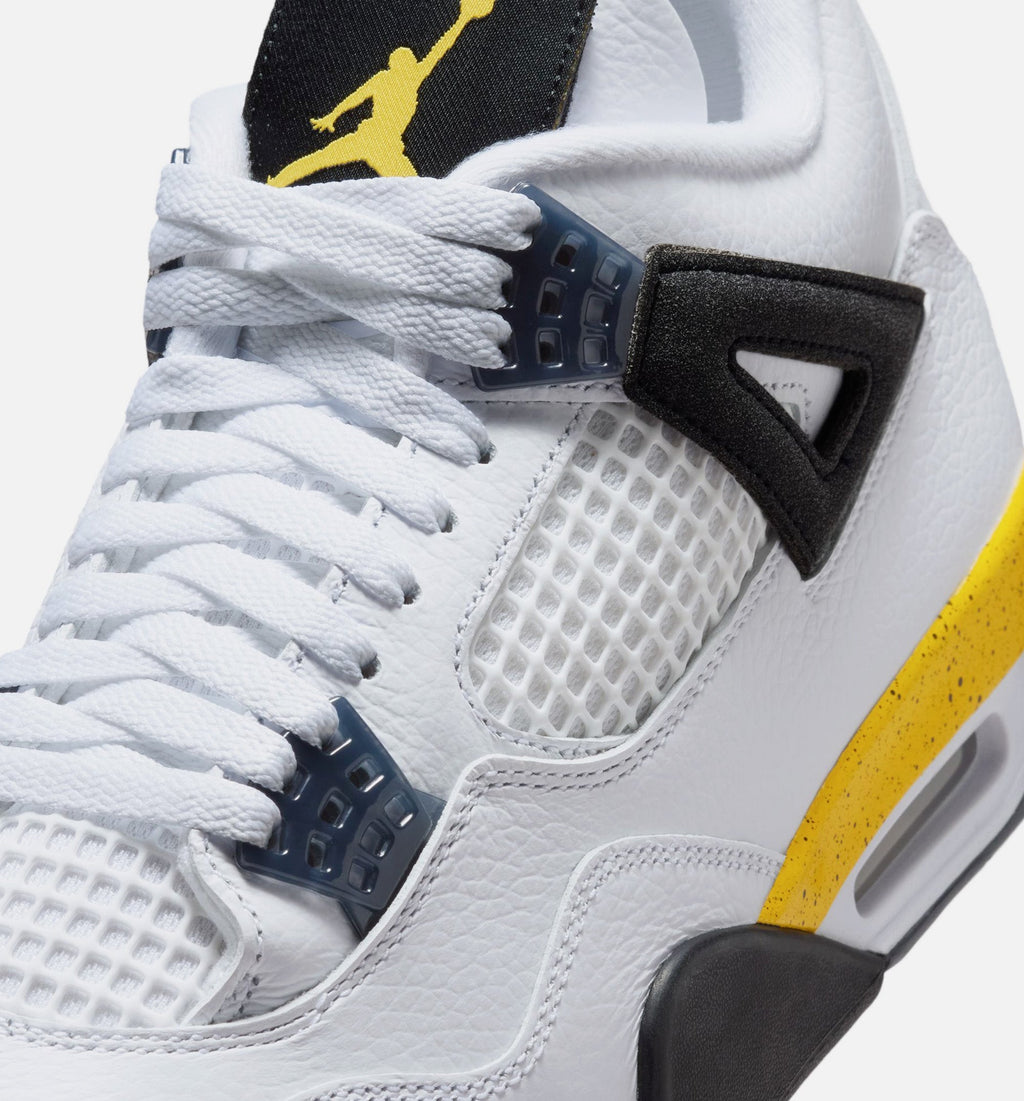 Air Jordan 4 Retro Rare Air Tour Yellow Men's Sneakers - White / Dark Blue-Grey / Black / Tour Yellow