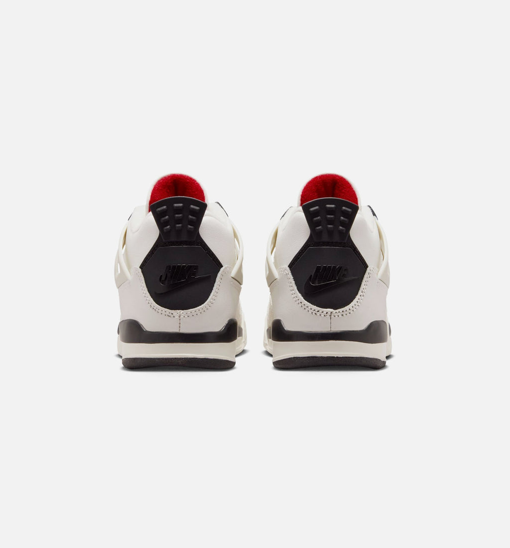 Air Jordan 4 Retro Flight Club Preschool Girls' Sneakers - Sail / Black / University Red