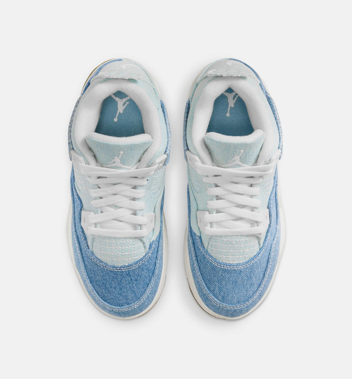 Air Jordan 4 Retro 'Worn Blue' Preschool - Sail/Worn Blue/Metallic Gold