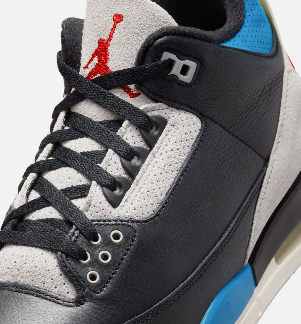 Air Jordan 3 Retro OG Rare Air Preschool Shoes - Black Chile Red Neutral Grey