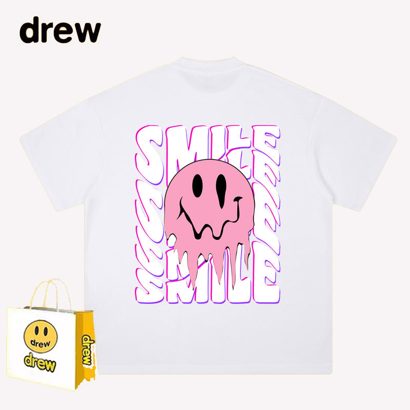 Drew T-shirts Drew Short Sleeve Letter Smiley Face Short