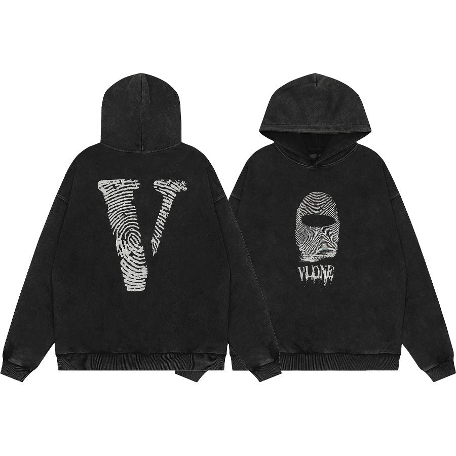 Vlone Multi Pattern Big V Graphic Oversized Hoodie Streetwear Unisex