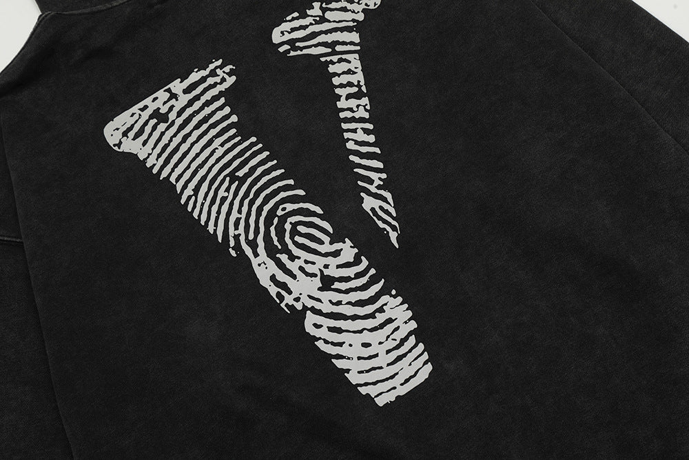 Vlone Multi Pattern Big V Graphic Oversized Hoodie Streetwear Unisex
