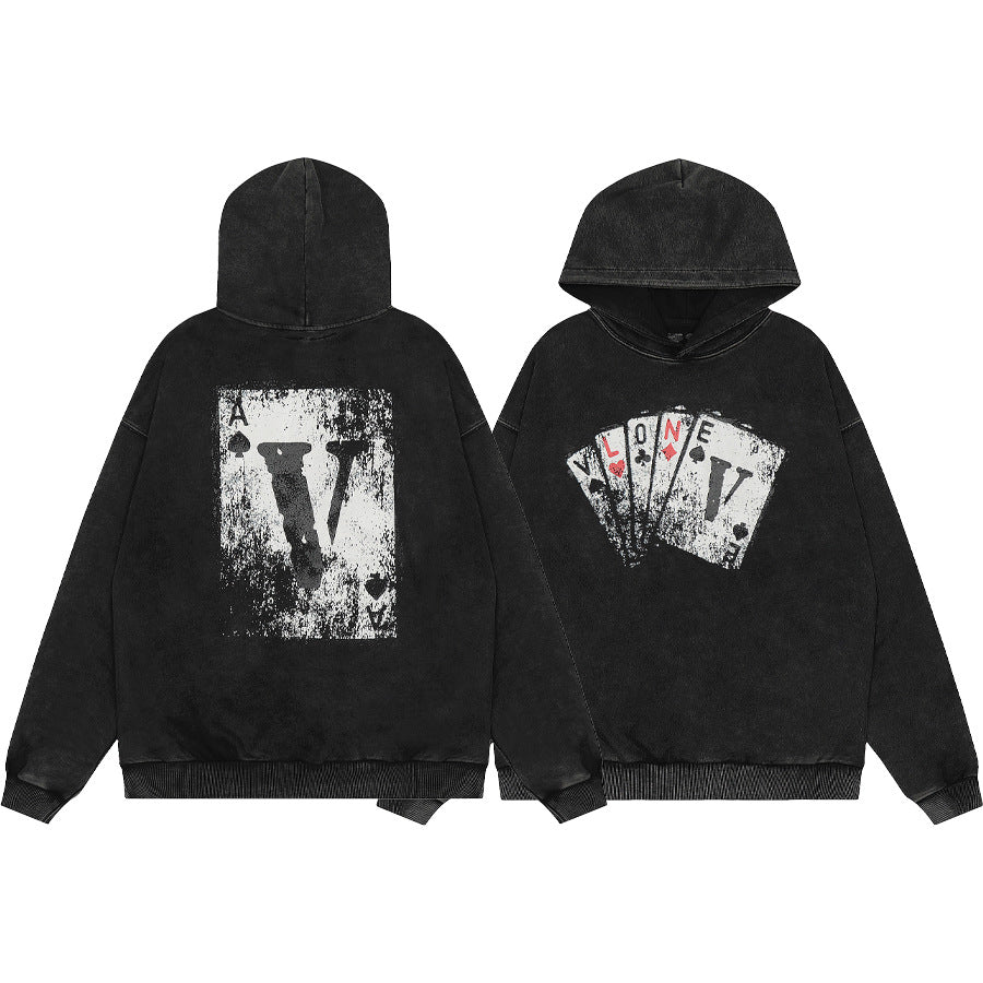 Vlone Multi Pattern Big V Graphic Oversized Hoodie Streetwear Unisex