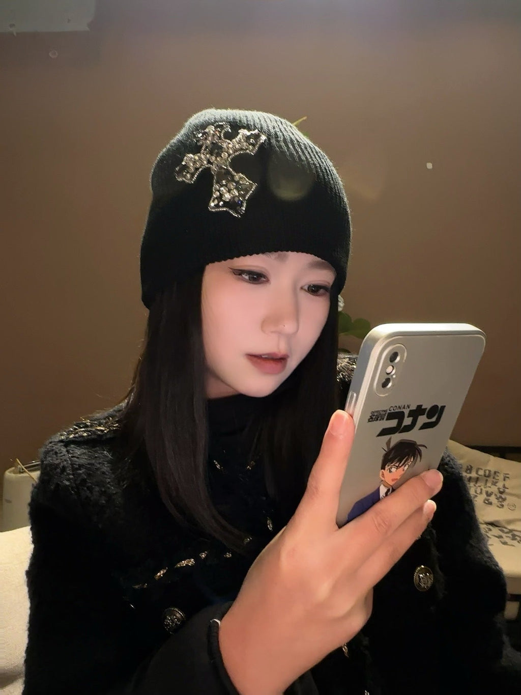 Rhinestone Cross Gem Knit Beanie Multi‑Style Streetwear Unisex