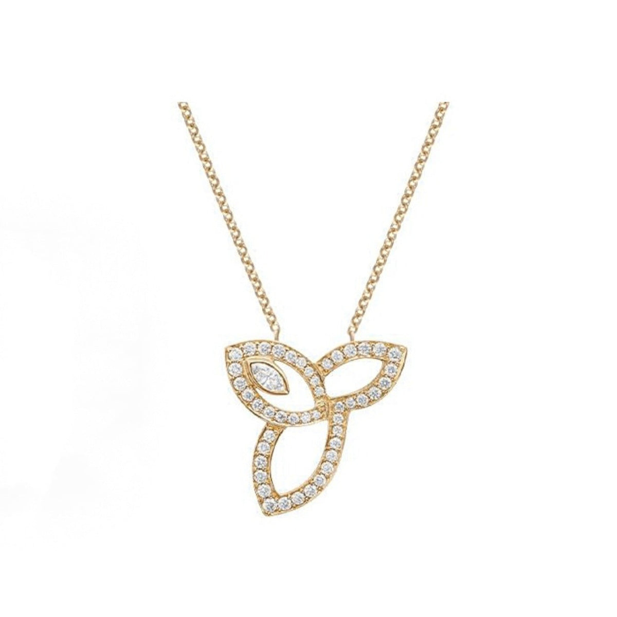 Harry Winston Style Three-Leaf Clover Cubic Zirconia White-Gold-Plated Necklace