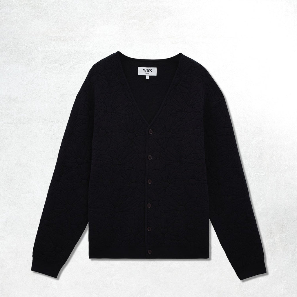 Wax London Alban Cardigan Flower Jacquard: Navy / Black