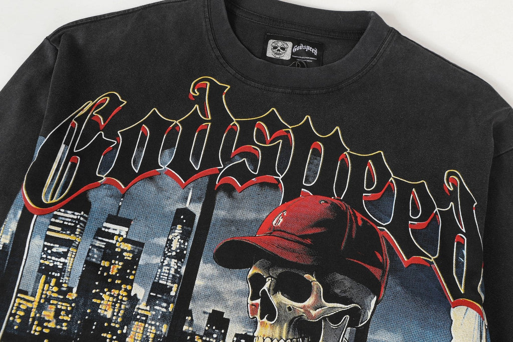 Godspeed Manifested Washed Black Graphic Long-Sleeve T-Shirt