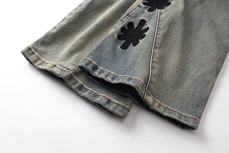 LOSTSHDWS Floral Applique Light Blue Flare Jeans
