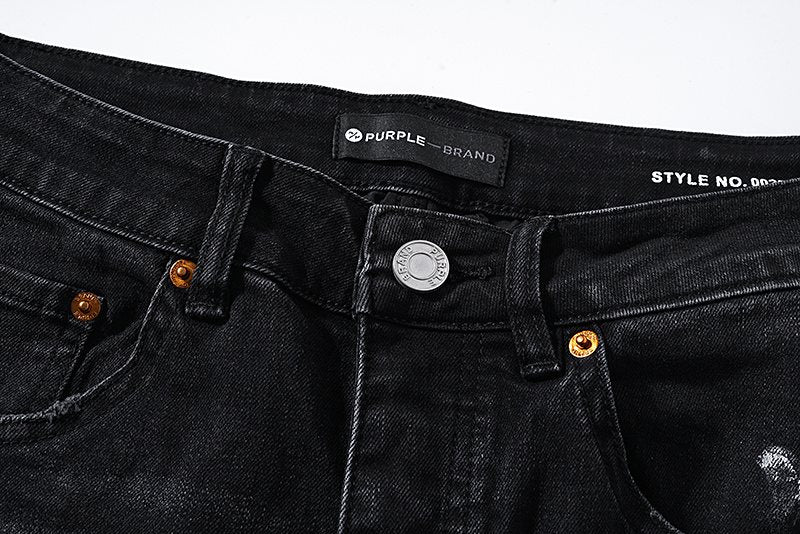 Purple Brand Paint Splatter Distressed Black Jeans