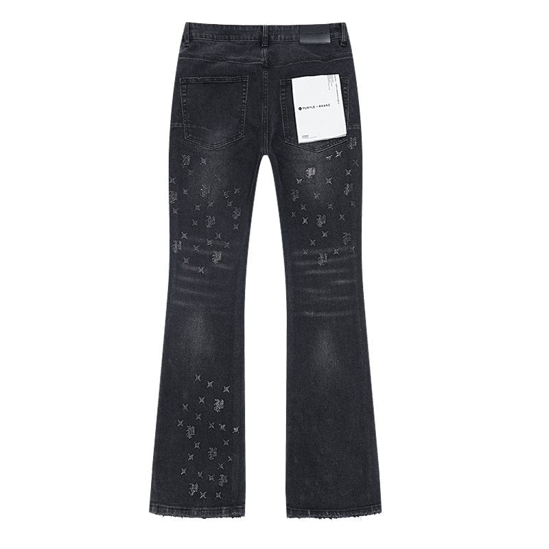 Purple Brand Rhinestone Flared Jeans