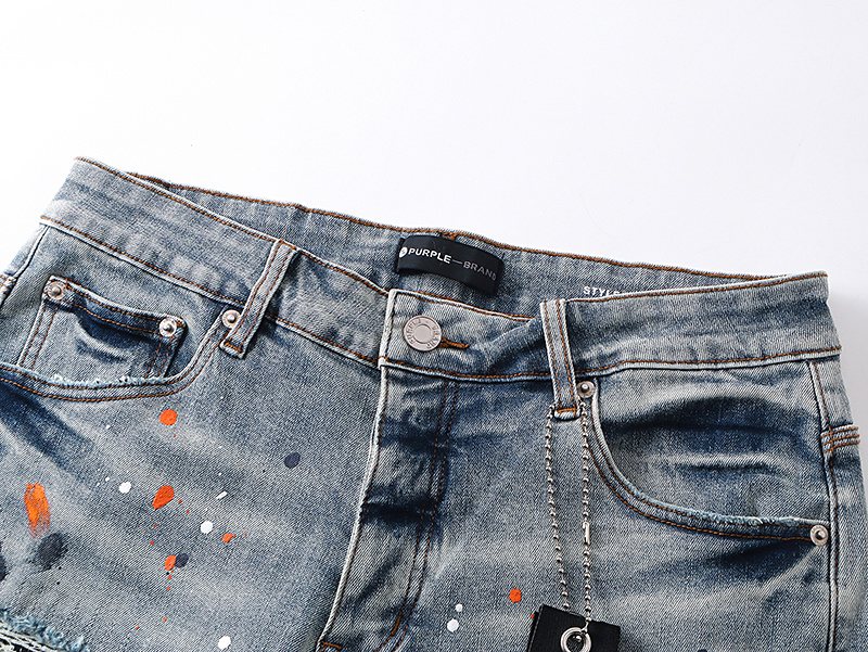 Purple Brand Paint Splatter Denim Shorts