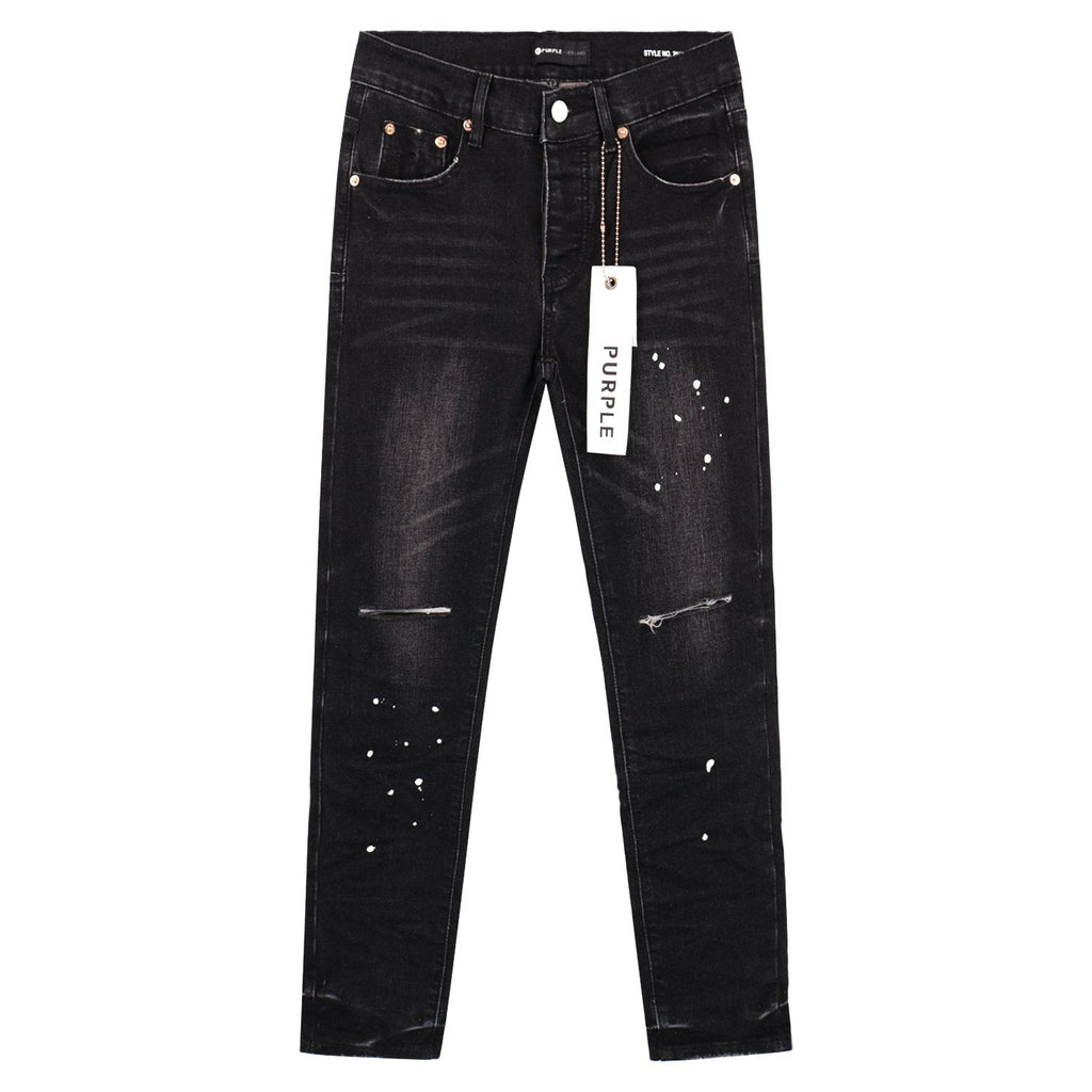 Purple Brand P001 Distressed Washed Black Slim Jeans