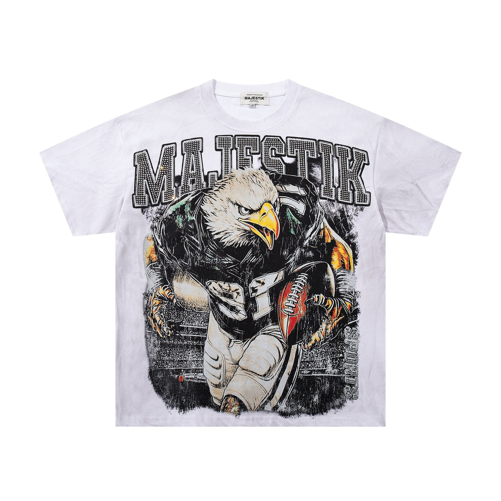 MAJESTIK Eagle Football Graphic Short-Sleeve T-Shirt - White