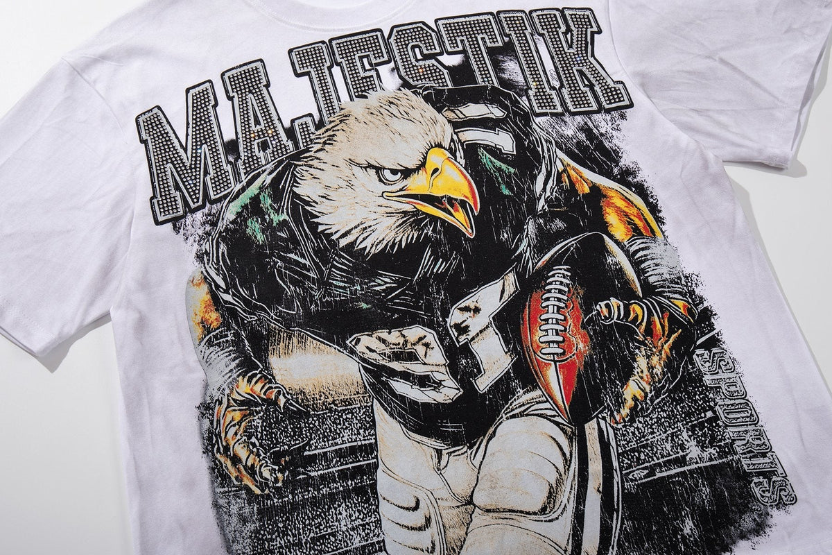 MAJESTIK Eagle Football Graphic Short-Sleeve T-Shirt - White