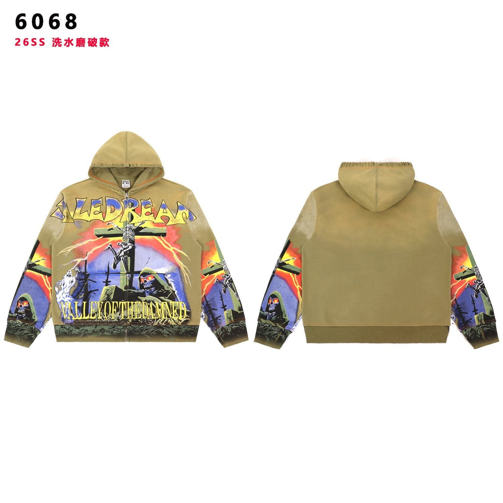 VALE USA Valley of the Damned Skeleton Graphic Zip Hoodie