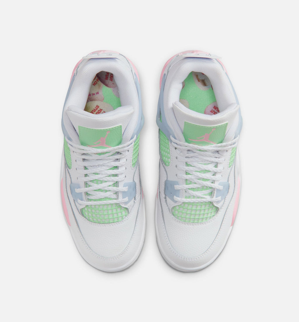 Air Jordan 4 Retro 'Medium Soft Pink' Grade School - White/Medium Soft Pink/Half Blue