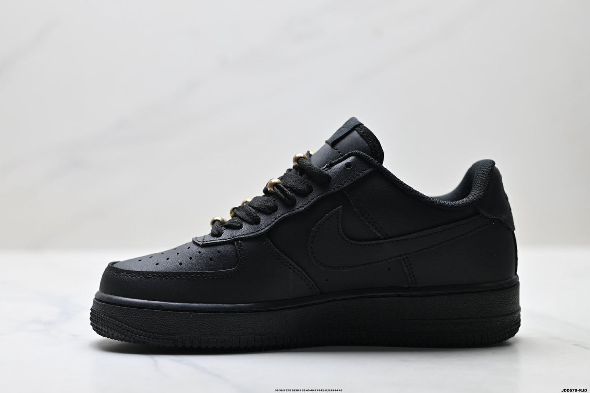 Nike Air Force 1 Low Black Gold Graphic Unisex Sneakers Style 14