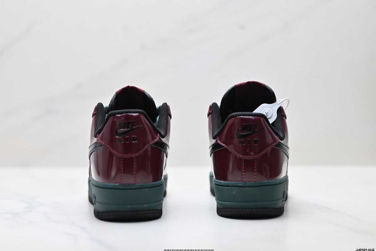 Nike Air Force 1 Low Burgundy Teal Black Unisex Sneakers Style 16