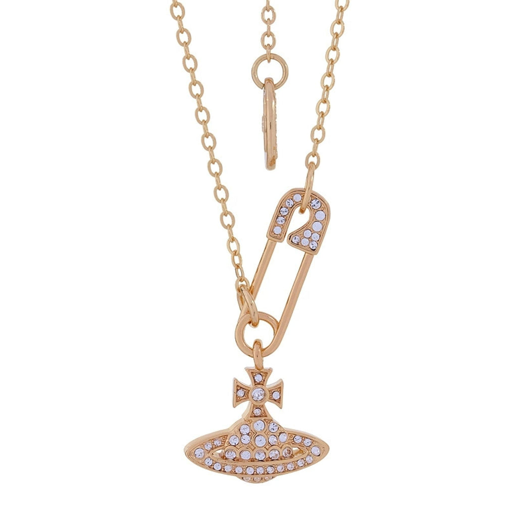Vivienne Westwood Style Safety Pin Orb Chain Necklace