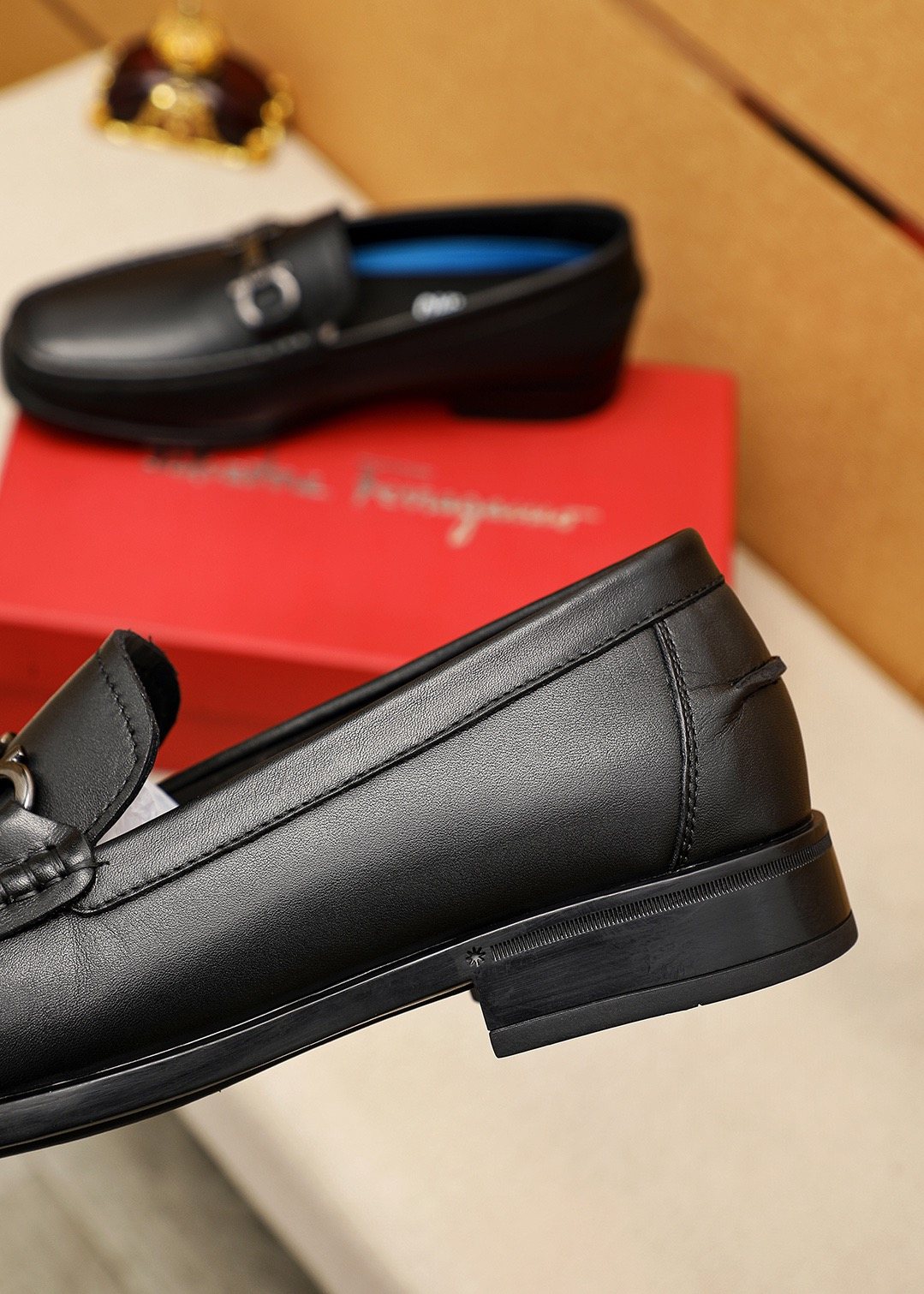 Ferragamo Black Metal-Bit Loafers - Apron Toe