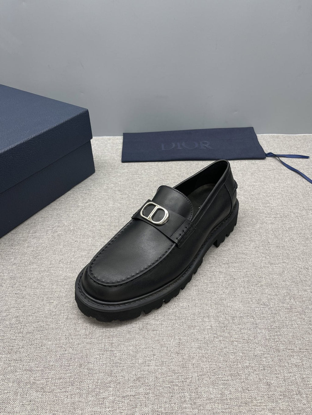 DIOR Men's Black Double-Loop Slip-On Loafers